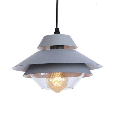 Suspension rétro à LED avec abat-jour en métal coloré et verre - vue 8 sur 8