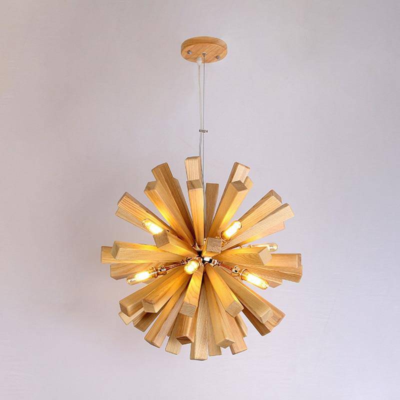Suspension design à LED en bois style Wongshi - vue 3 sur 9