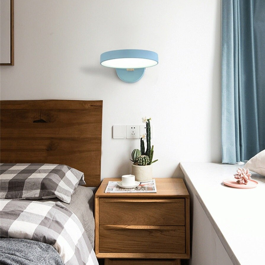 Applique murale scandinave LED circulaire et détails en bois Cesia - vue 4 sur 13