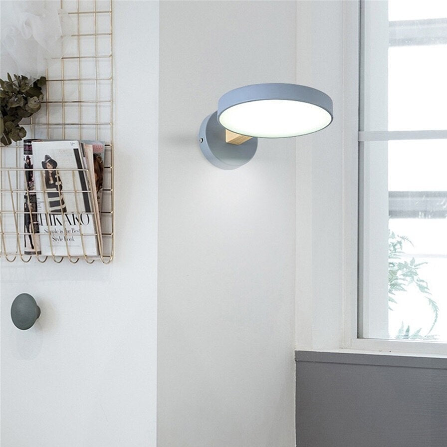 Applique murale scandinave LED circulaire et détails en bois Cesia - vue 5 sur 13