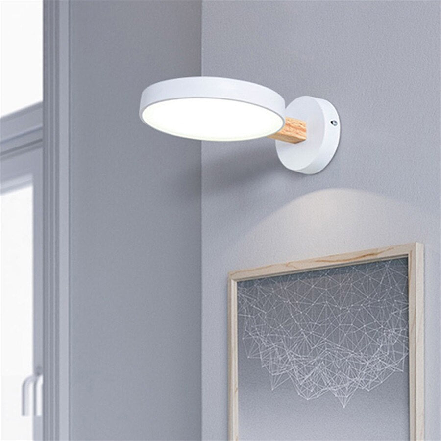 Applique murale scandinave LED circulaire et détails en bois Cesia - vue 8 sur 13