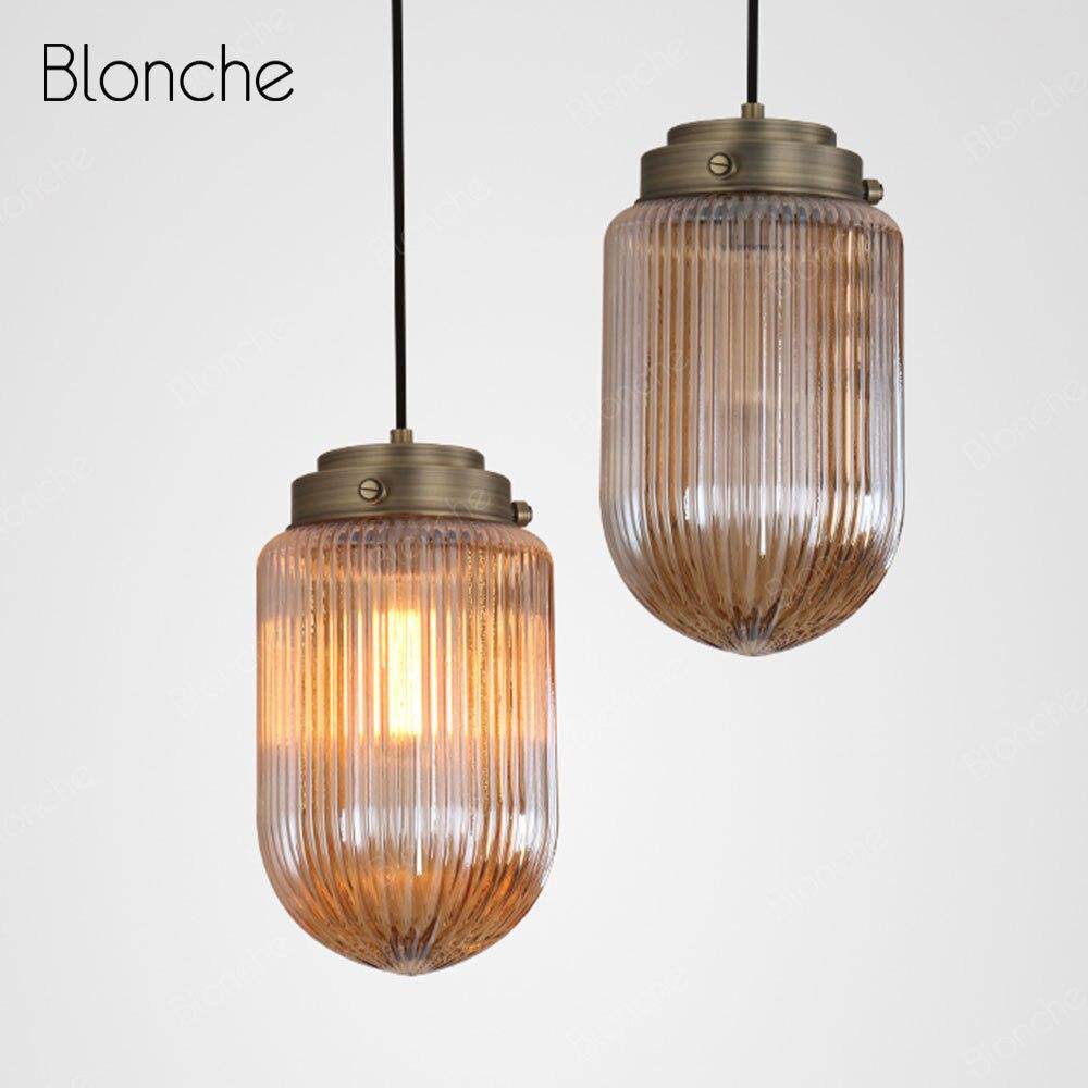 Suspension design LED en verre oval et métal industriel - vue 2 sur 6