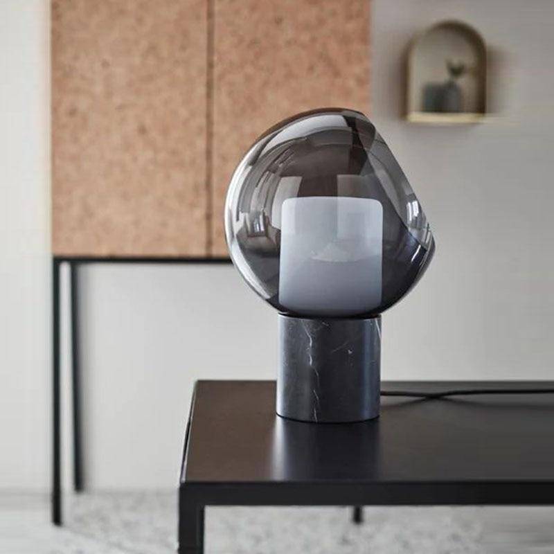 Lampe à poser design LED en marbre avec boule en verre Luxury - vue 4 sur 9