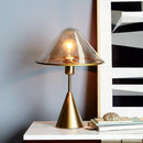 Lampe à poser design LED avec socle conique en métal doré