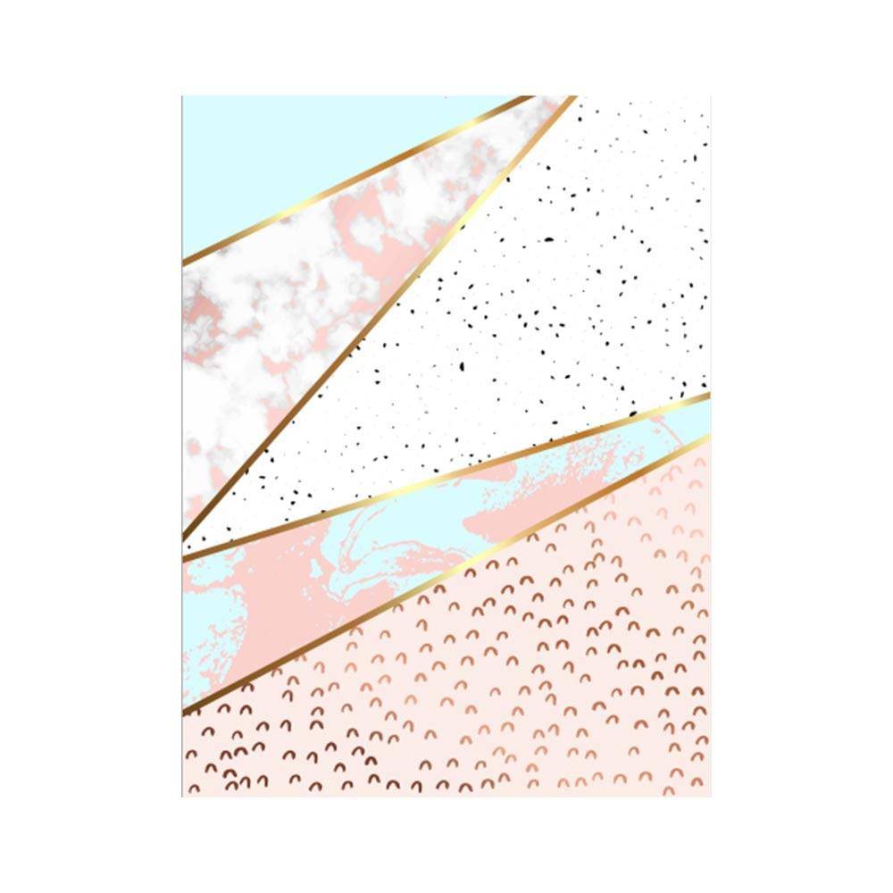 Tapis rectangle rose et doré style géométrique - vue 4 sur 3
