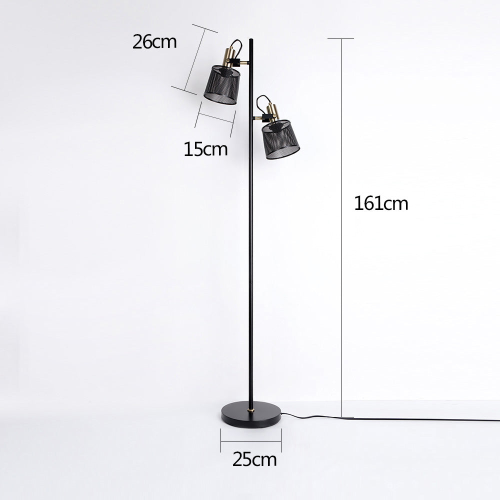 Lampadaire vintage à double tête en métal noir Priam - vue 12 sur 11