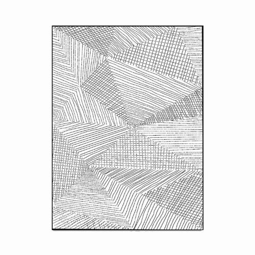 Tapis rectangle moderne rayé noir et blanc géométrique - vue 5 sur 5