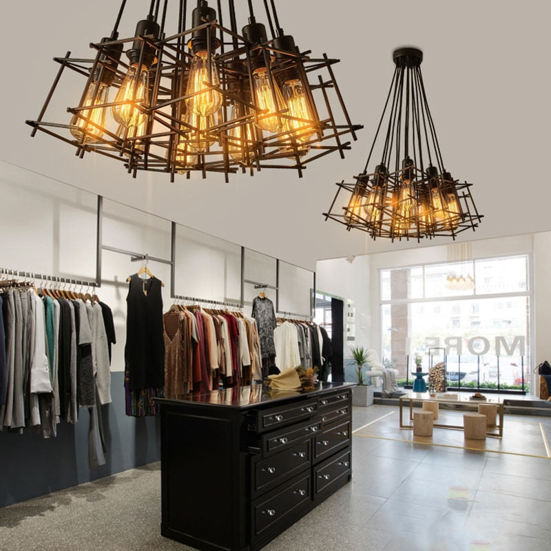 Lustre industrielle avec lampes cubiques suspendues Onigun - vue 4 sur 6