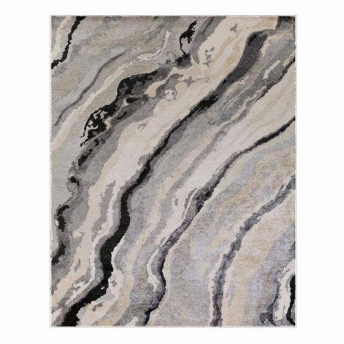 Tapis rectangle aux lignes ondulées grises - vue 5 sur 5