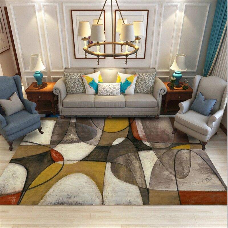 Tapis rectangle coloré style tableau abstrait - vue 2 sur 4