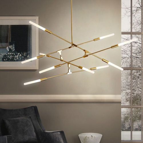 Lustre moderne LED baguettes avec extrémités lumineuses Suvan