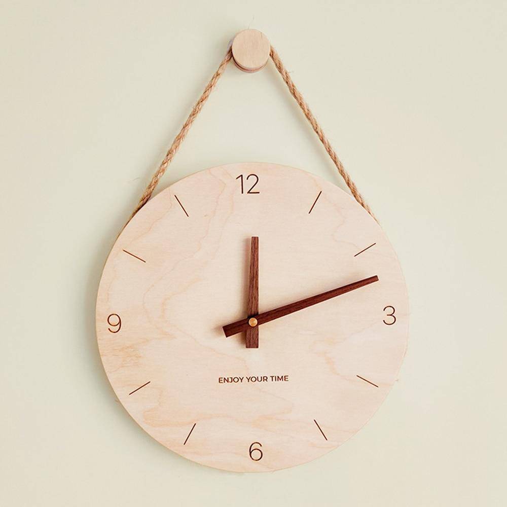 Horloge murale suspendue en bois style japonais - vue 3 sur 6