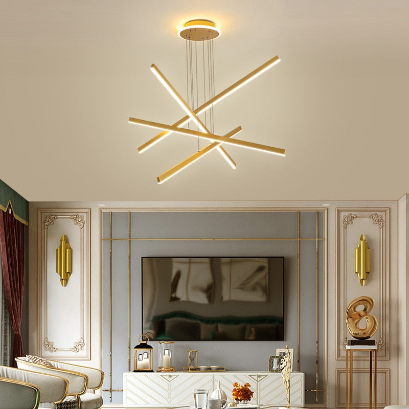 Lustre moderne LED en forme d'étoile métallique doré Alaikari - vue 6 sur 11