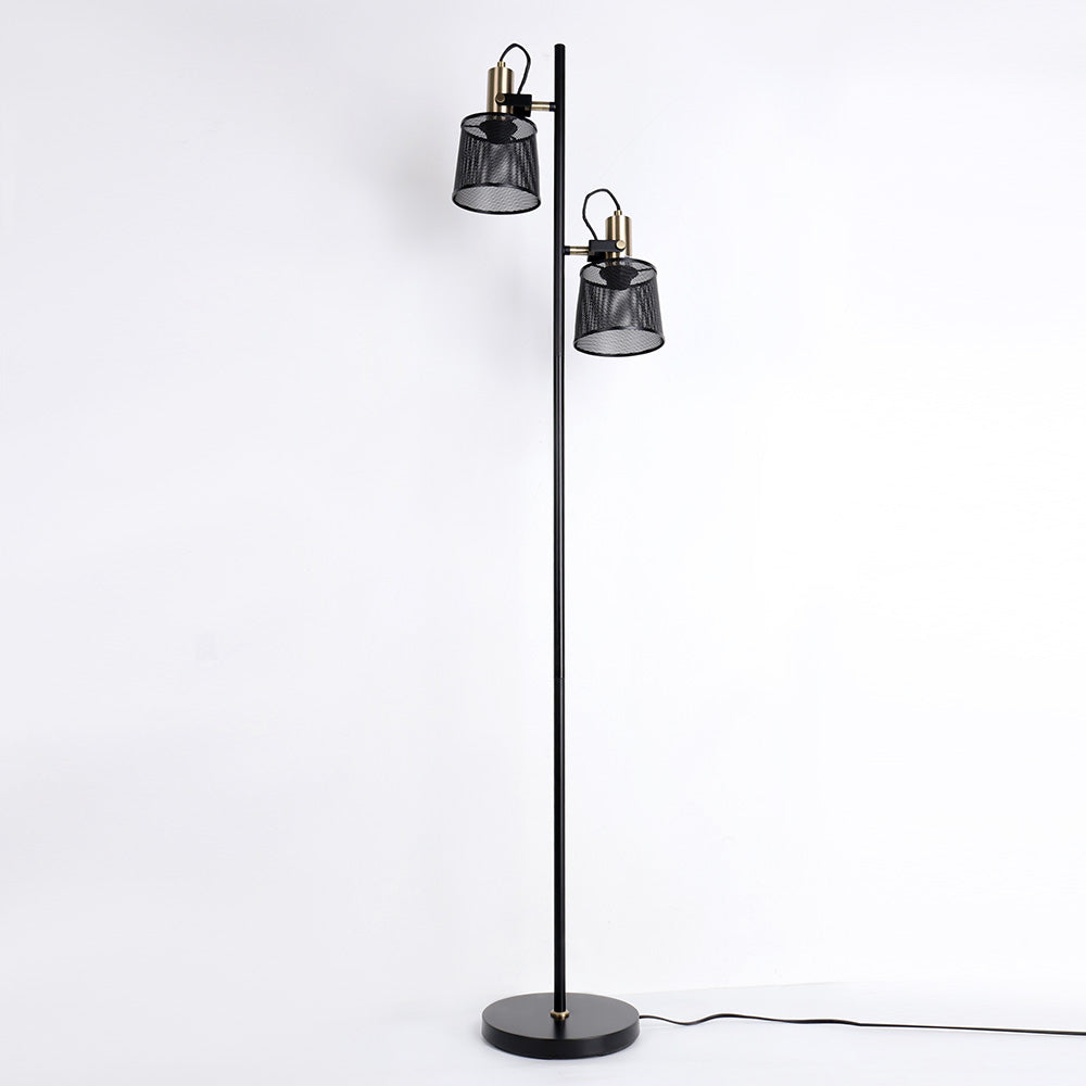 Lampadaire vintage à double tête en métal noir Priam - vue 10 sur 11
