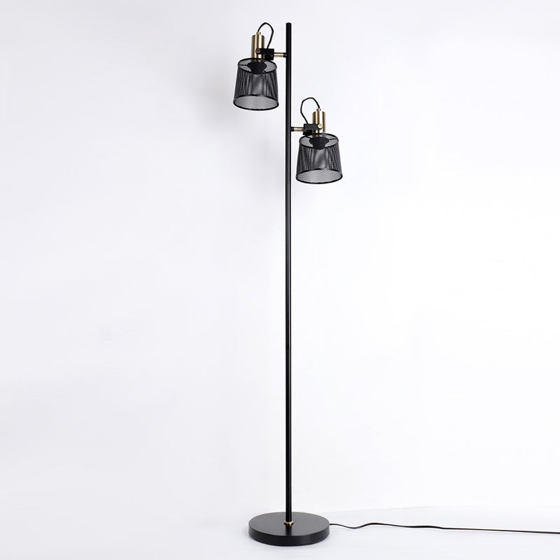 Lampadaire vintage à double tête en métal noir Priam
