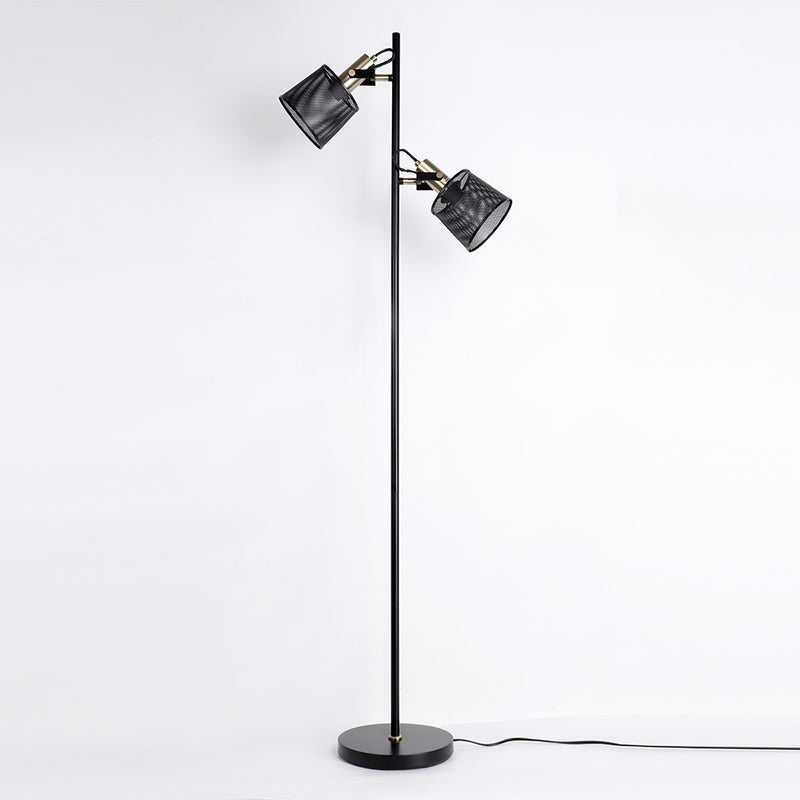Lampadaire vintage à double tête en métal noir Priam