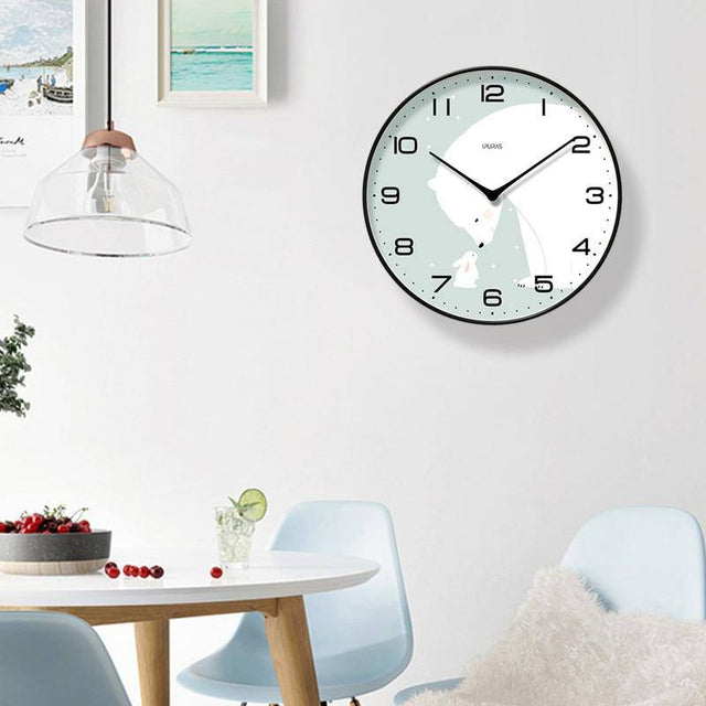 Horloge murale ronde blanche et motifs bleus Chansrun
