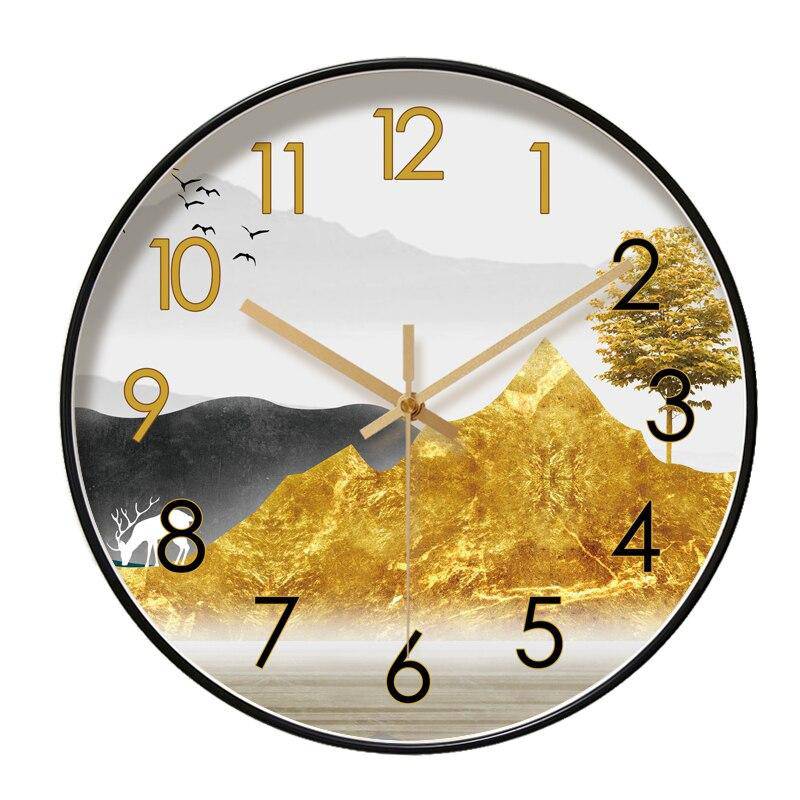 Horloge murale ronde avec dessins montagnes - vue 3 sur 5
