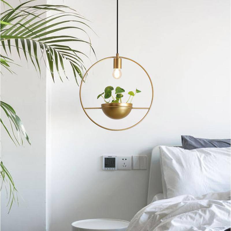 Suspension design LED avec anneau doré et métal et demi-sphère Luxury - vue 3 sur 6