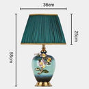 Lampe à poser LED en céramique et fleurs avec abat-jour coloré style Japonais