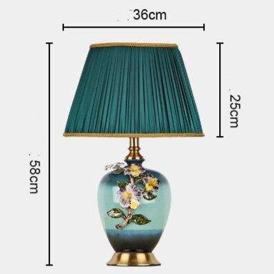 Lampe à poser LED en céramique et fleurs avec abat-jour coloré style Japonais - vue 4 sur 3