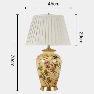 Lampe à poser LED en céramique jaune avec abat-jour blanc style Japonais - vue 2 sur 2