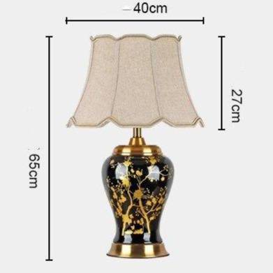Lampe à poser en céramique LED avec abat-jour blanc style Japonais