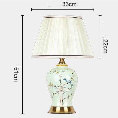 Lampe à poser LED en céramique et fleurs avec abat-jour blanc style Japonais - vue 7 sur 6