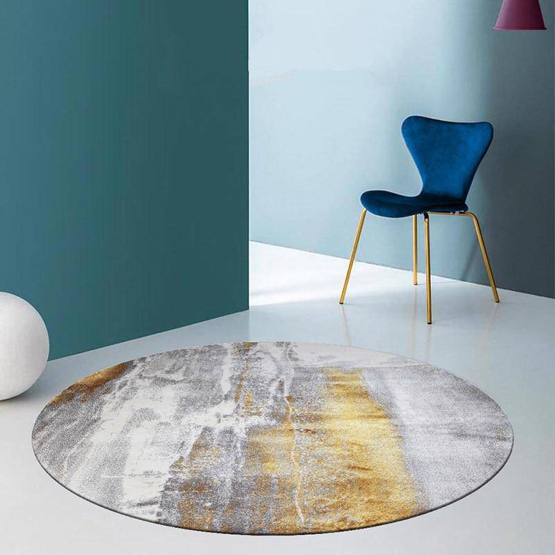 Tapis design rond gris avec tâches dorées Thick D - vue 3 sur 3