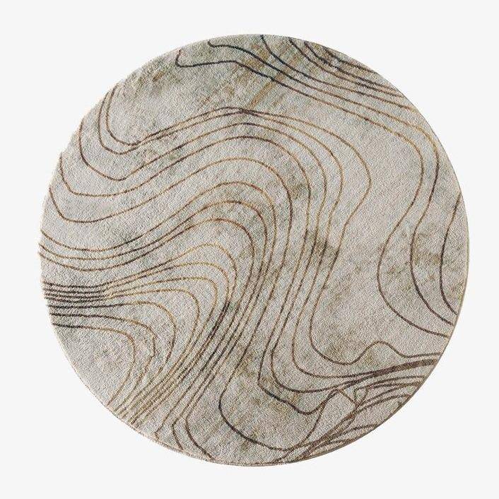 Tapis moderne rond beige aux rayures Floor - vue 2 sur 3