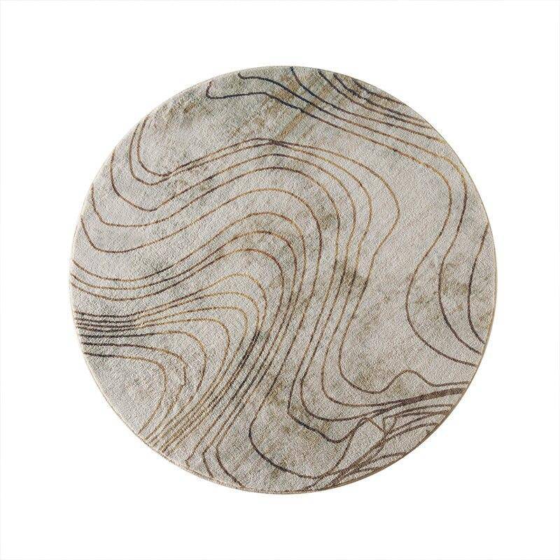 Tapis moderne rond beige aux rayures Floor
