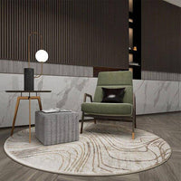 Tapis moderne rond beige aux rayures Floor