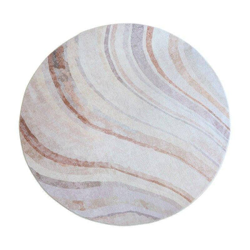 Tapis rond blanc et rose style abstrait Fluffy