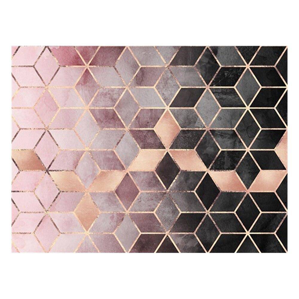 Tapis rectangle aux losanges géométriques roses Rugs - vue 6 sur 5