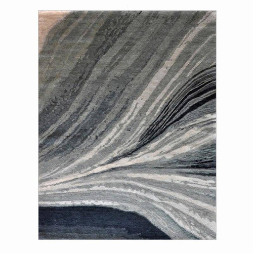 Tapis rectangle gris aux lignes abstrait - vue 5 sur 5