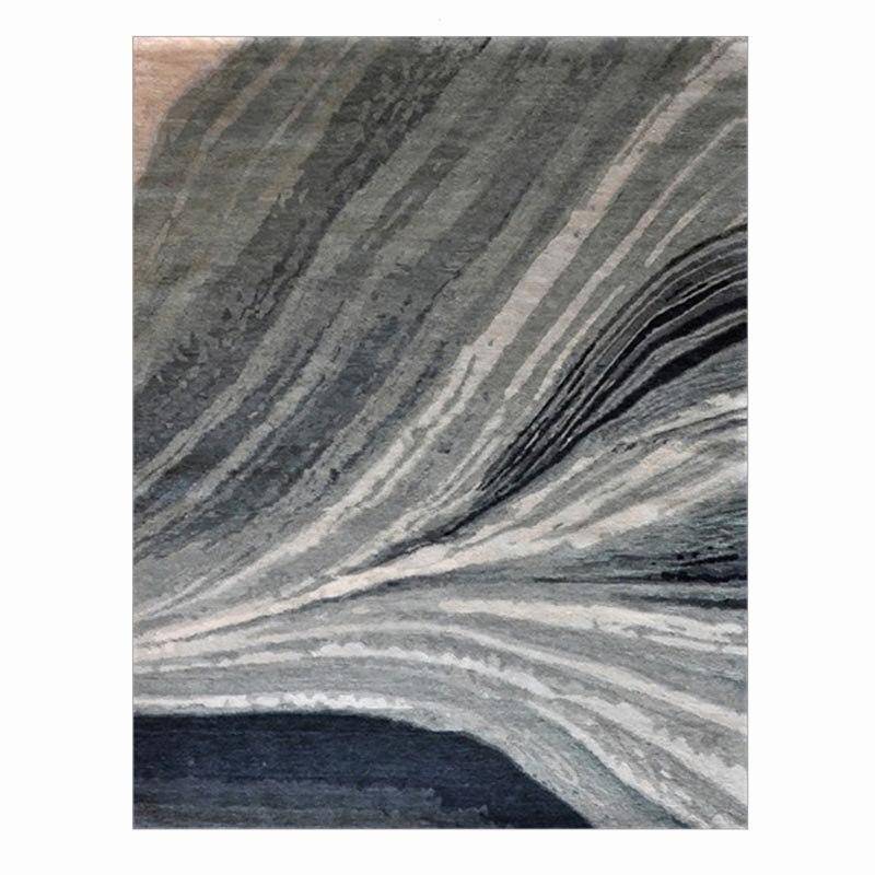 Tapis rectangle gris aux lignes abstrait - vue 5 sur 5
