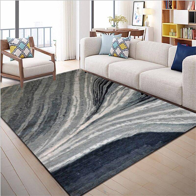 Tapis rectangle gris aux lignes abstrait - vue 3 sur 5