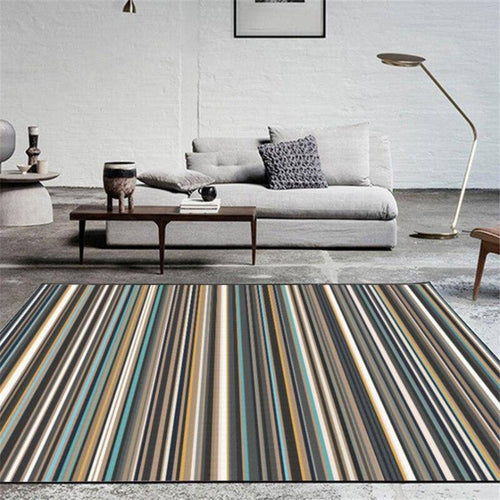 Tapis rectangle moderne à rayures sombres - vue 2 sur 5