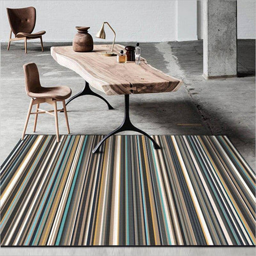 Tapis rectangle moderne à rayures sombres - vue 4 sur 5