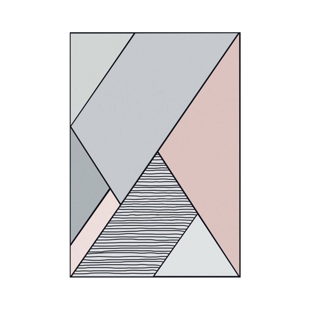 Tapis rectangle gris et rose style géométrique - vue 4 sur 3