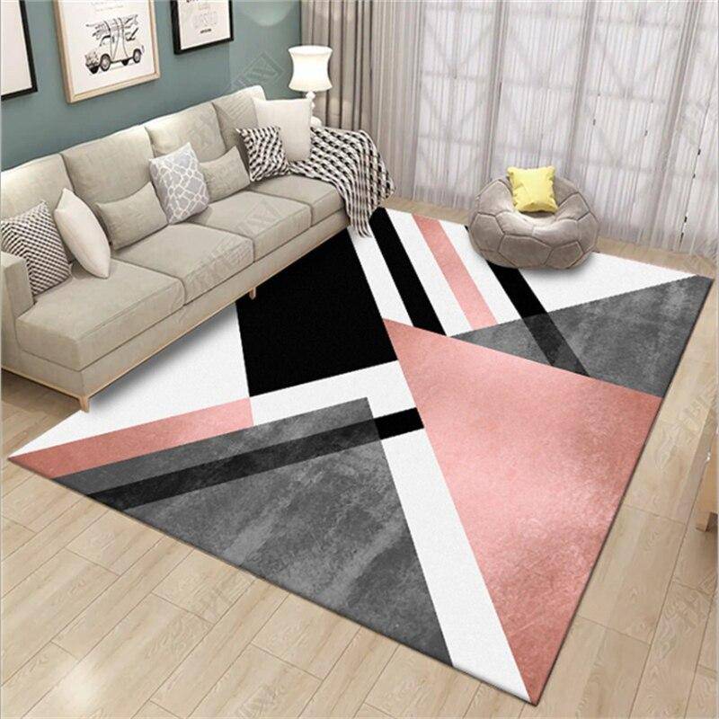Tapis rectangle géométriques gris et rose Pink - vue 3 sur 5
