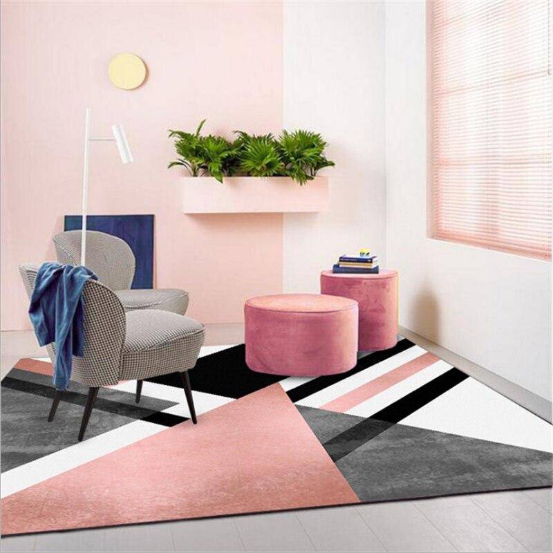 Tapis rectangle géométriques gris et rose Pink - vue 2 sur 5