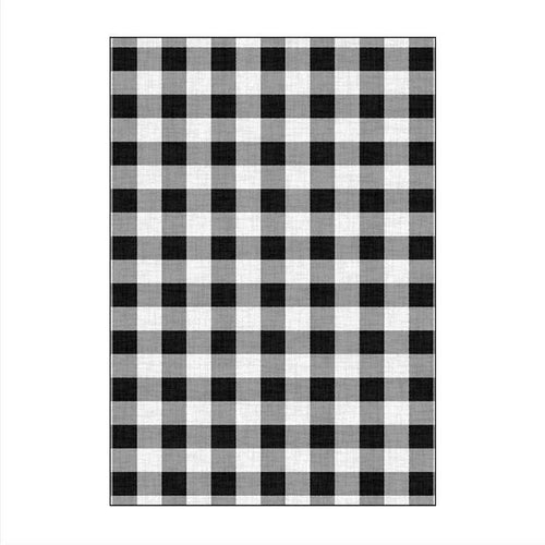 Tapis rectangle à quadrillage noir et blanc - vue 4 sur 5