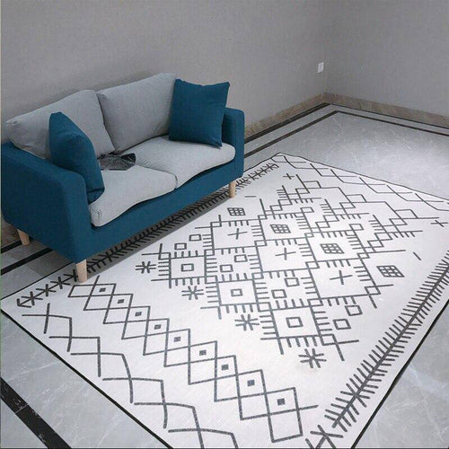 Tapis berbère rectangle à dessins noir et blanc Live - vue 2 sur 3