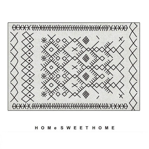 Tapis berbère rectangle à dessins noir et blanc Live - vue 3 sur 3