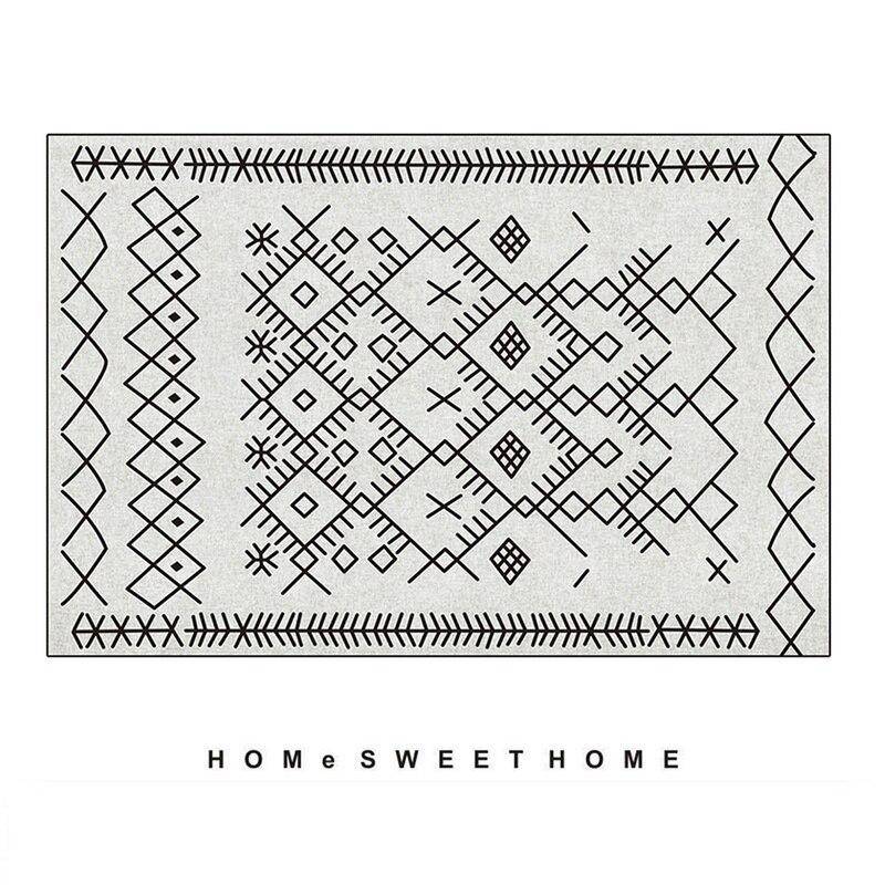Tapis berbère rectangle à dessins noir et blanc Live - vue 3 sur 3