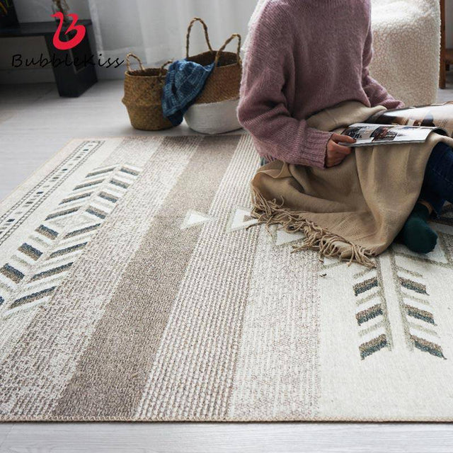 Tapis rectangle marron et beige style Japonais A