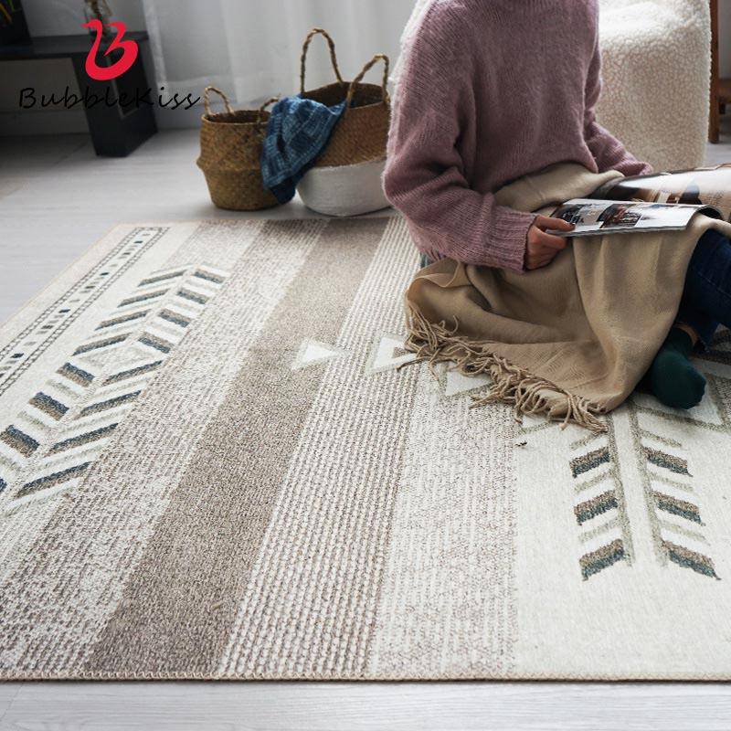 Tapis rectangle marron et beige style Japonais A