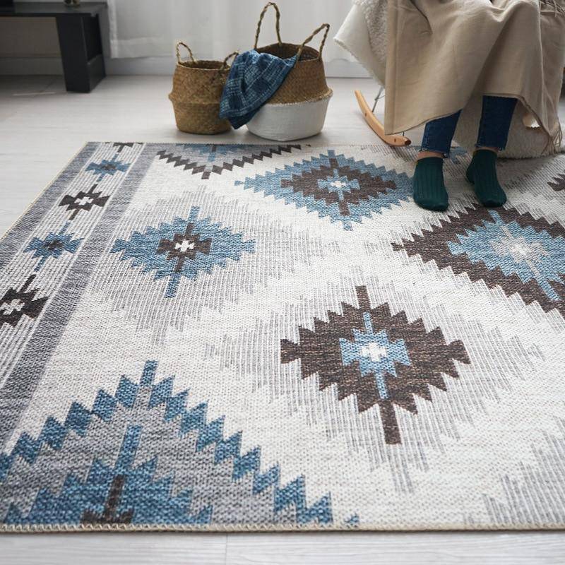 Tapis rectangle marron et beige style Japonais B