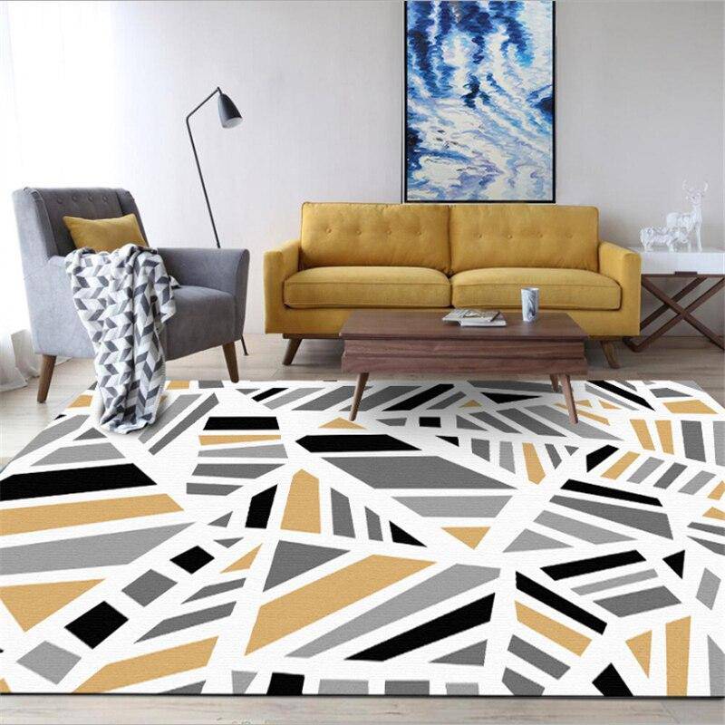 Tapis moderne rectangle à formes géométriques rayées Line